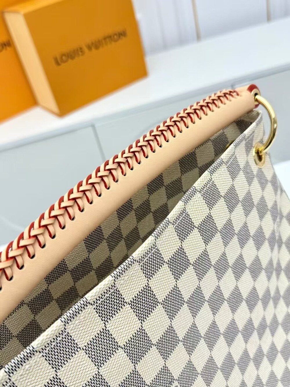 Louis Vuitton Damier Azur Canvas Artsy Shoulder Handbag with Gold Hardware - Picture 6 of 6